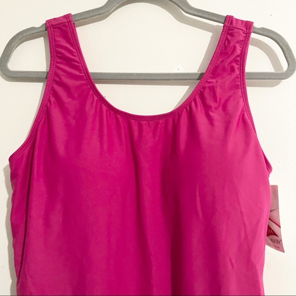 BLAIR Pink Padded Shelf Bra One Piece Swimsuit 16W - Picture 2 of 7